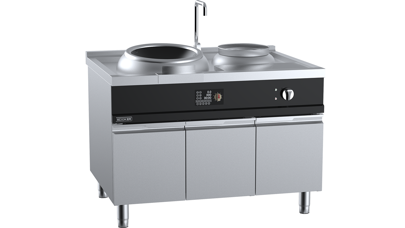 SCooker HLXCDQ1-C14 - Induction Single Wok With Rear Warming Pot Large Ring 14kw