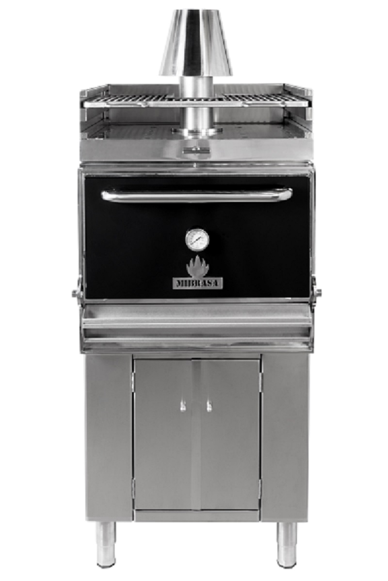 HMB-AB-SB-110-BLACK - Mibrasa Charcoal Oven With Cupboard- Heating Rack- One Grill Shelf And Standard