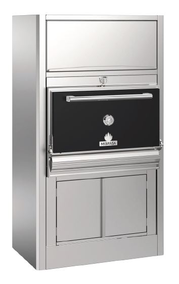 HMB-AC-110-BLACK - Mibrasa Charcoal Oven With Full Cupboard-One Grill Shelf And Standard Accessorie