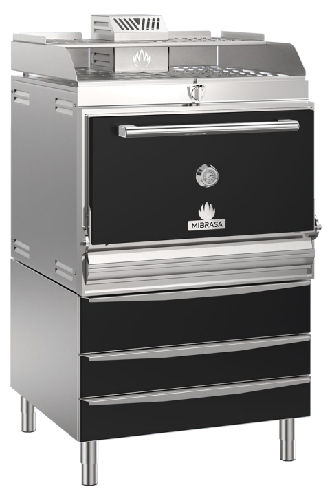 HMB-HOT-SB-110-BLACK - HMB HOT 110 OVEN WITH HEATED HOLDING DRAWERS AND HEATING RACK- 3 TEMP -BLACK