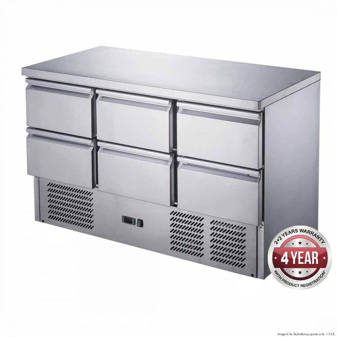 Thermaster FED-X Six Drawer Compact Workbench Fridge XGNS1300-6D