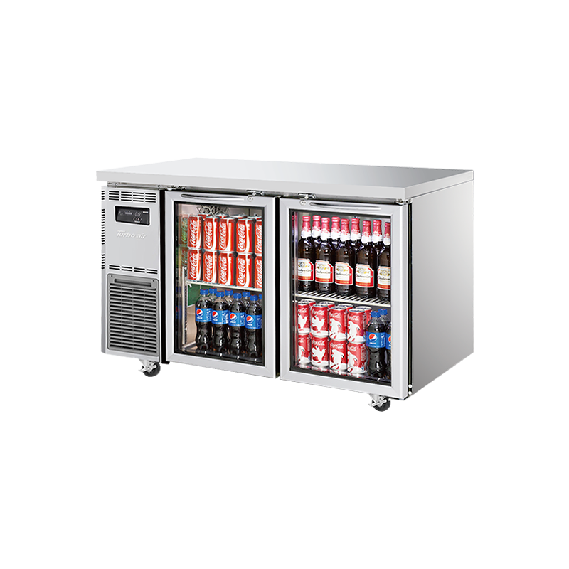 Turbo Air KGR12-2-N Undercounter Glass Door Refrigerator – 2 Glass Doors, Front Breathing, Self-Cleaning Condenser