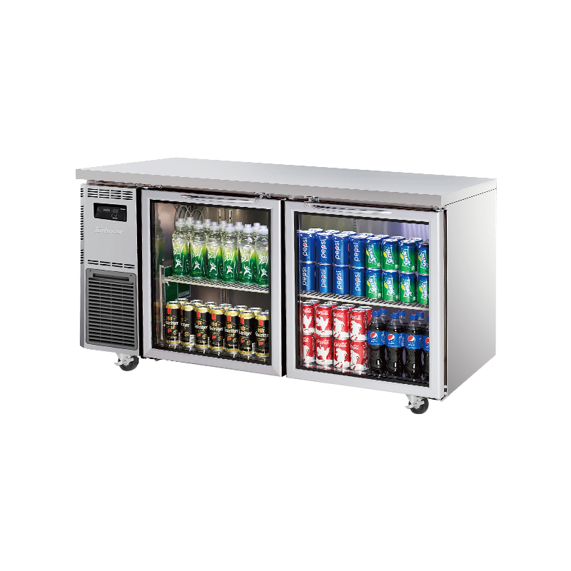 Turbo Air KGR15-2-N Undercounter Glass Door Refrigerator – 2 Glass Doors, Front Breathing, Self-Cleaning Condenser