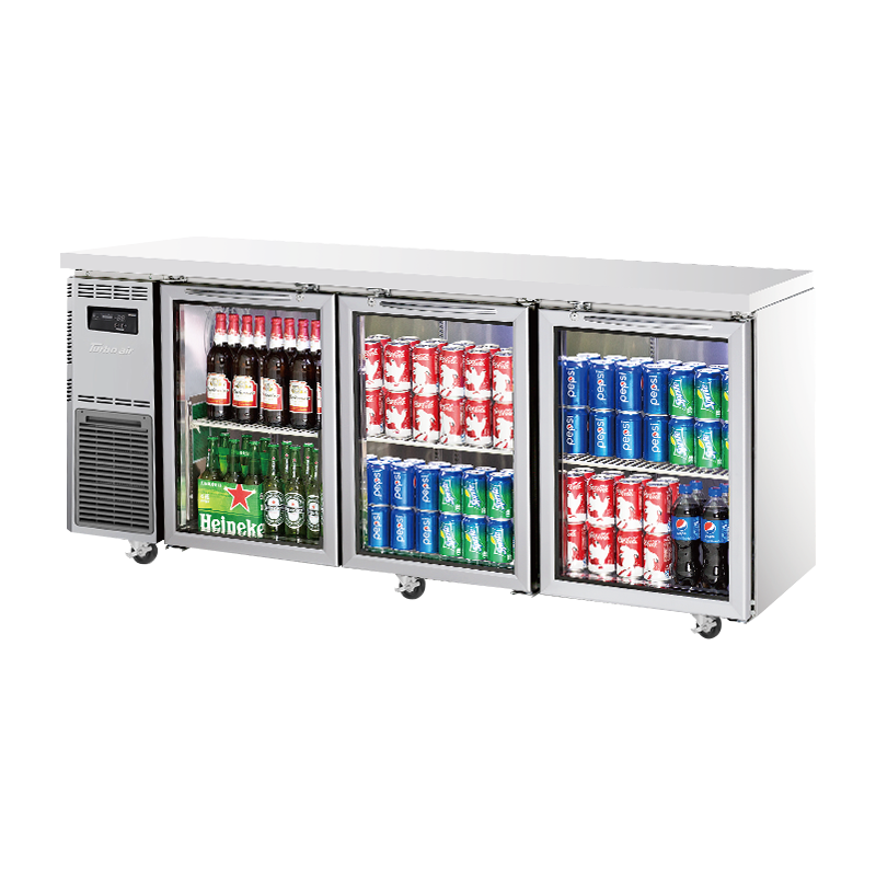 Turbo Air KGR18-3-N Undercounter Glass Door Refrigerator – 3 Glass Doors, Front Breathing, Self-Cleaning Condenser