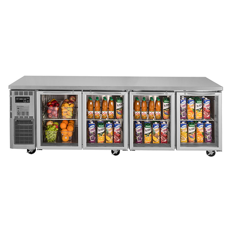 Turbo Air KGR24-4-N Undercounter Glass Door Refrigerator – 4 Glass Doors, Front Breathing, Self-Cleaning Condenser