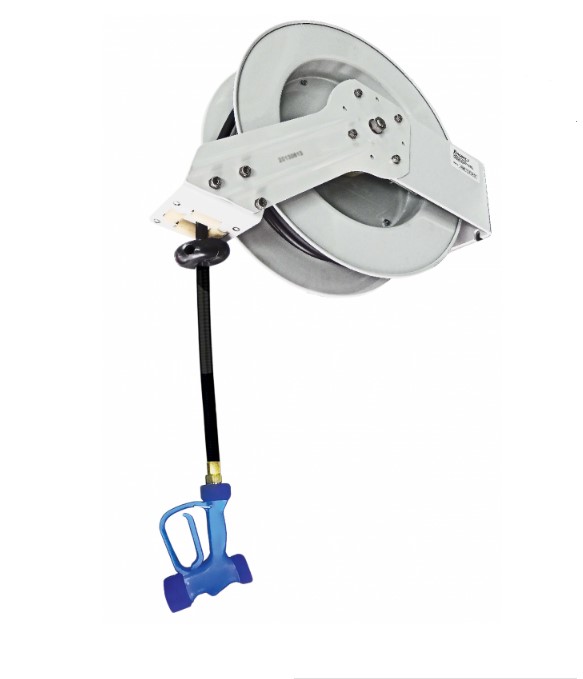 KHR-1050-O-Y722 Yellow Tapware Heavy Duty Hose Reel – Grey Powder Coated – 15.3m Hose with Y722 Spray Gun – NOW JETSTREAM