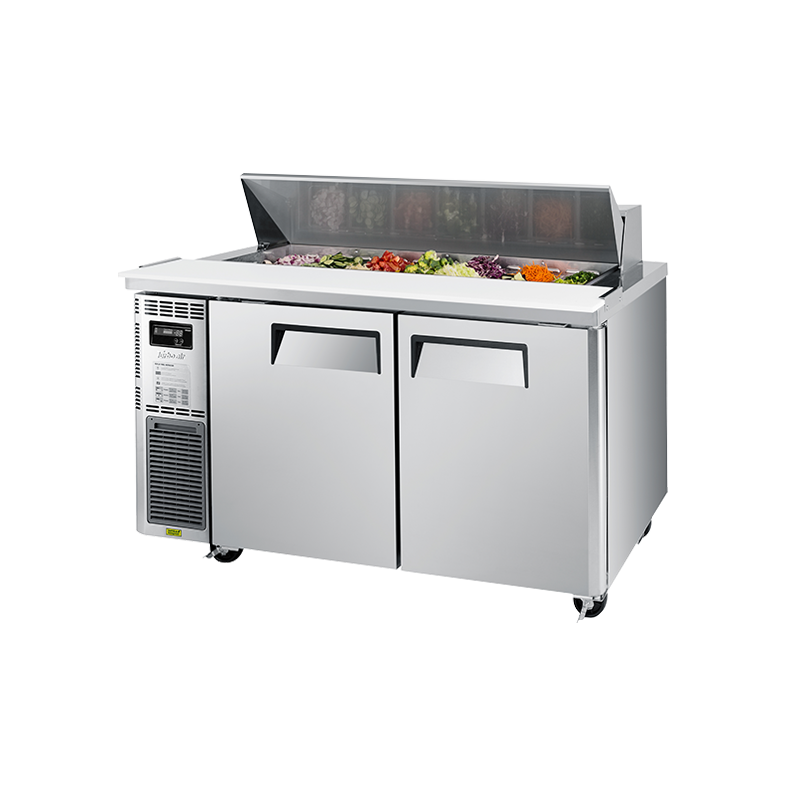 Turbo Air KHR15-2-N Undercounter Salad Prep Refrigerator – 2 Doors, Hood/Lid, Chill Air Over Pans, Front Breathing, Self-Cleaning Condenser