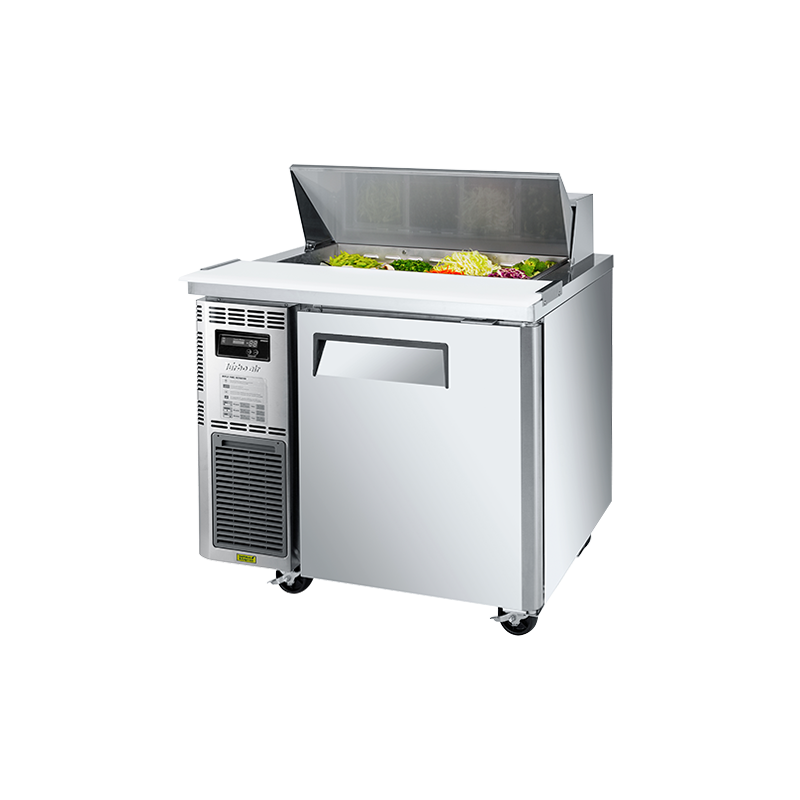 Turbo Air KHR9-1-N Undercounter Salad Prep Refrigerator – 1 Door, Hood/Lid, Chill Air Over Pans, Front Breathing, Self-Cleaning Condenser
