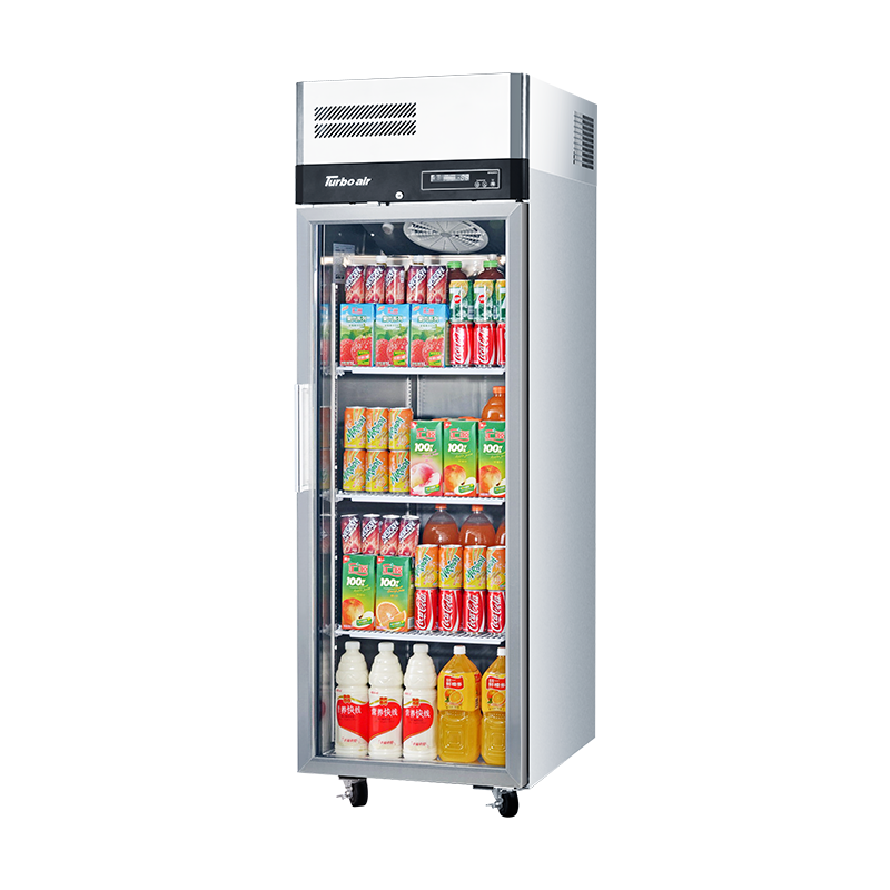 Turbo Air KR25-1G-N Upright Refrigerator – 1 Glass Door, Top Mount, Self-Cleaning Condenser, On Castors