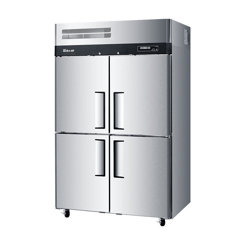 Turbo Air KR45-4-N Upright Refrigerator – 4 Half Solid Doors, Top Mount, Self-Cleaning Condenser, On Castors