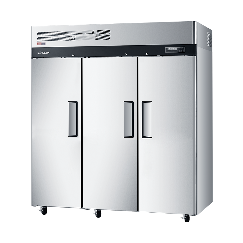 Turbo Air KR65-3-N Upright Refrigerator – 3 Solid Doors, Top Mount, Self-Cleaning Condenser, On Castors