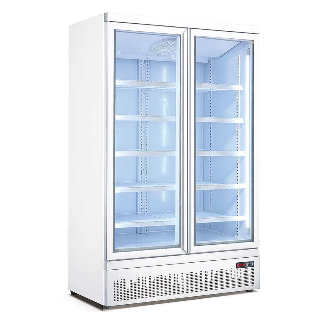 Thermaster 1000L Double Glass Door Supermarket Fridge Bottom Mounted
