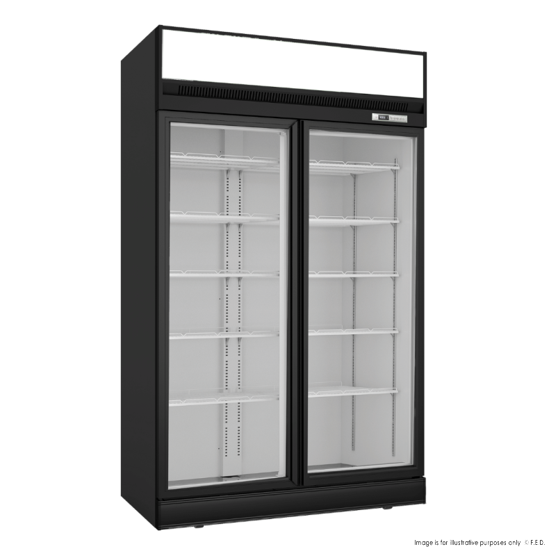 Thermaster 1006L Black Upright Double Glass Door Freezer LG-1006DF