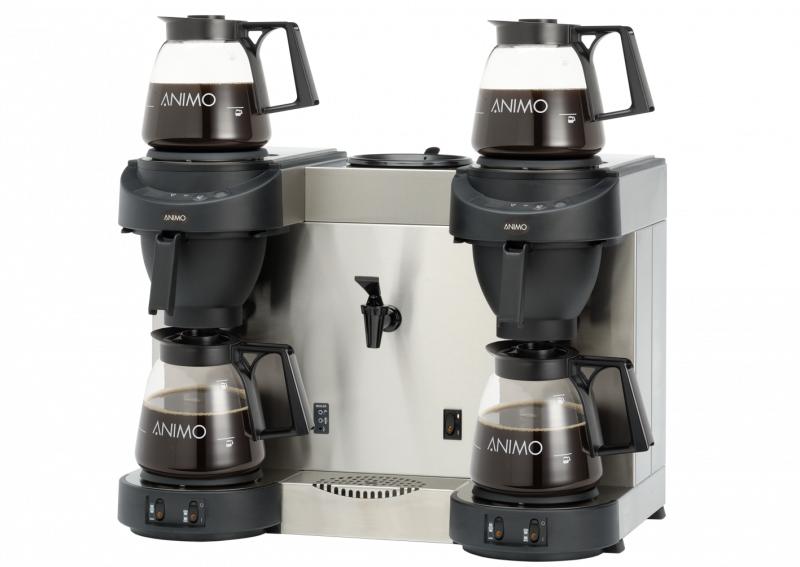 Animo M202W Coffee Brewer with 2 Glass Jugs & 4 Hot Plates with Water