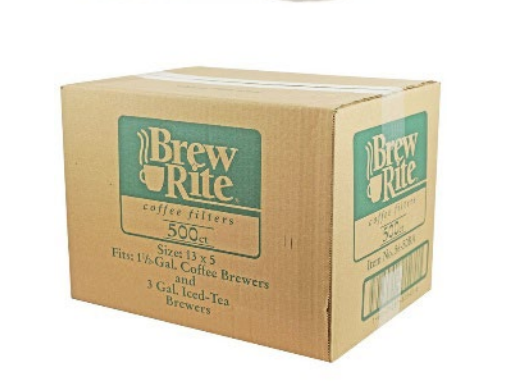 Brew-Rite Flat-Bottomed Coffee Filters 13" x 5" (330x125mm) - 500/Carton