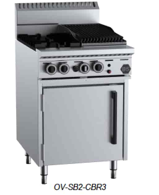 B&S BLACK OV-SB2-CBR3 Oven with 300mm Char Broiler & Two Open Burners