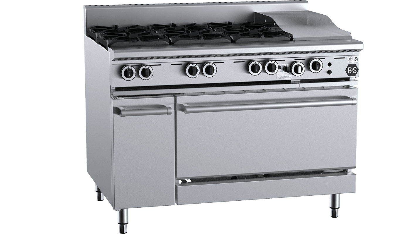 B+S Black OV-SB6-GRP3 - Oven w/ 6 Burners 300mm Grill Plate