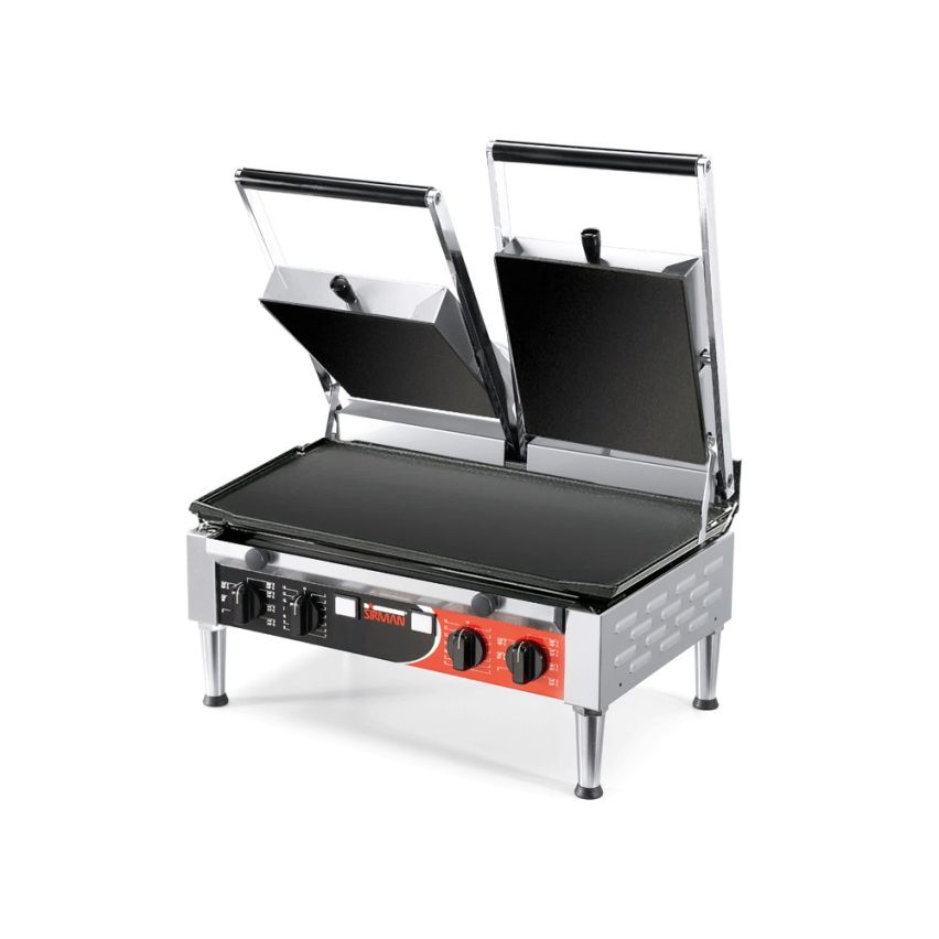 Sirman PD Power LL-LL Cast Iron Double-Head Sandwich Grill with Smooth Top and Bottom - 34A5441103SI