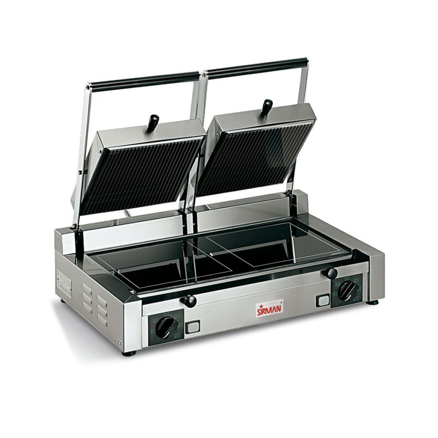 Sirman PD VT LR-LR Ceran Ceramic Glass Double-Head Sandwich Grill with Ribbed Top -  Smooth Bottom - 34A3664002SI