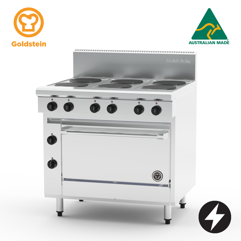Goldstein PE6S28FF-X Electric Oven Range, 6 Solid Plates, Fan Forced Oven