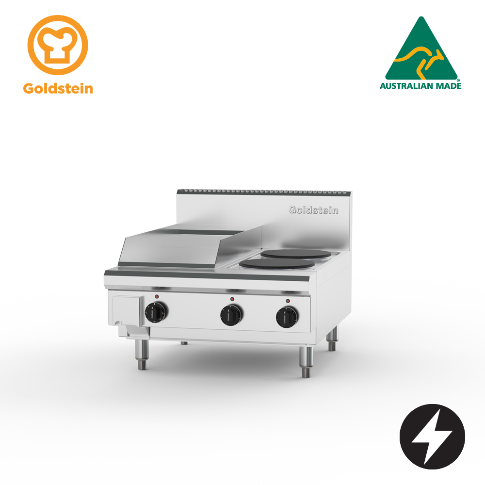 Goldstein PEB12G2S-X Electric Cooktop, 2 Solid Plates & 289mm Griddle