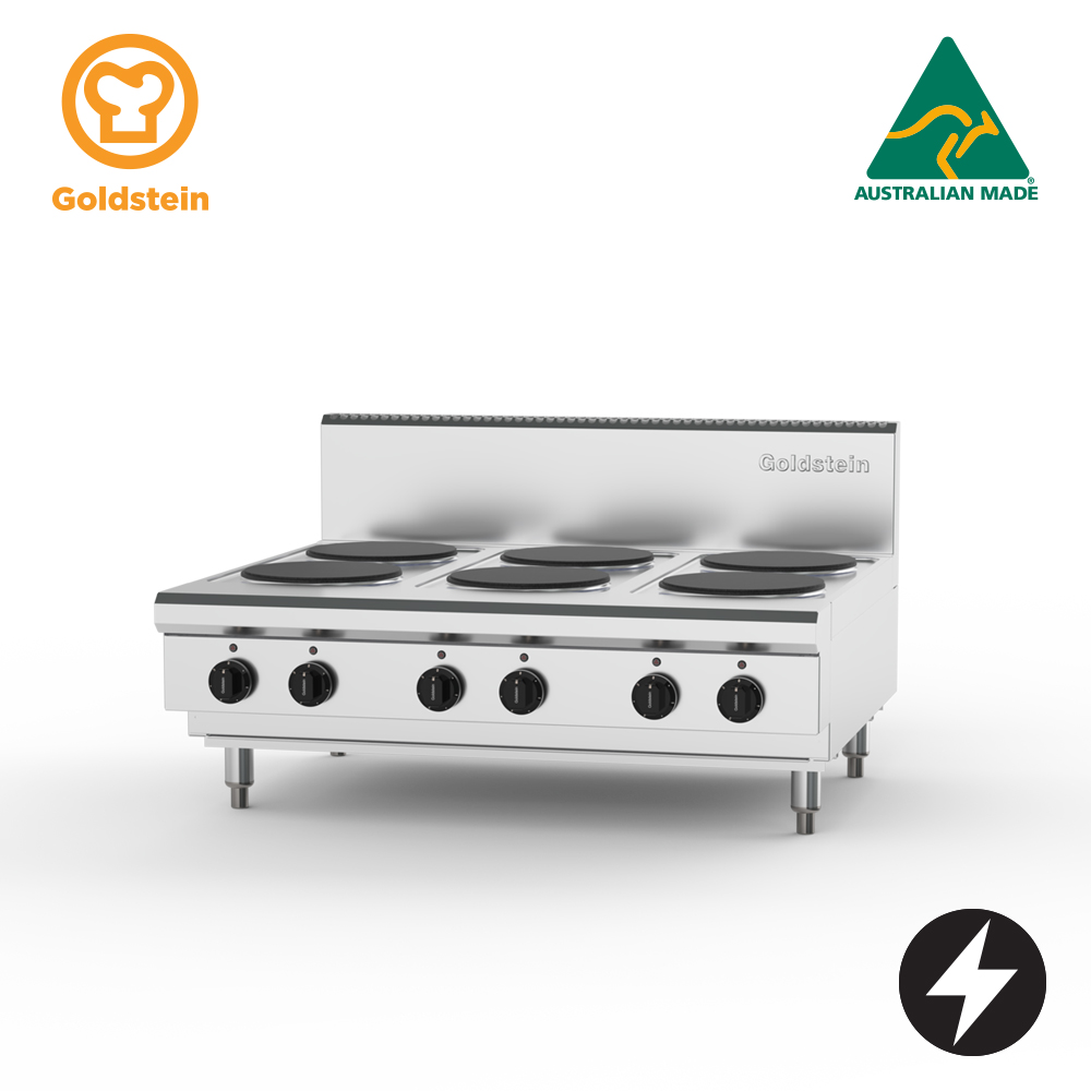 Goldstein PEB6S‑X Electric Cooktop, 6 Solid Plates