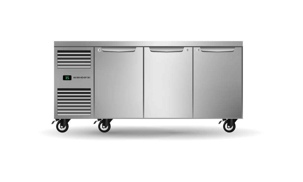 Skope Three Solid Door Underbench GN 1/1 Fridge STAINLESS STEEL