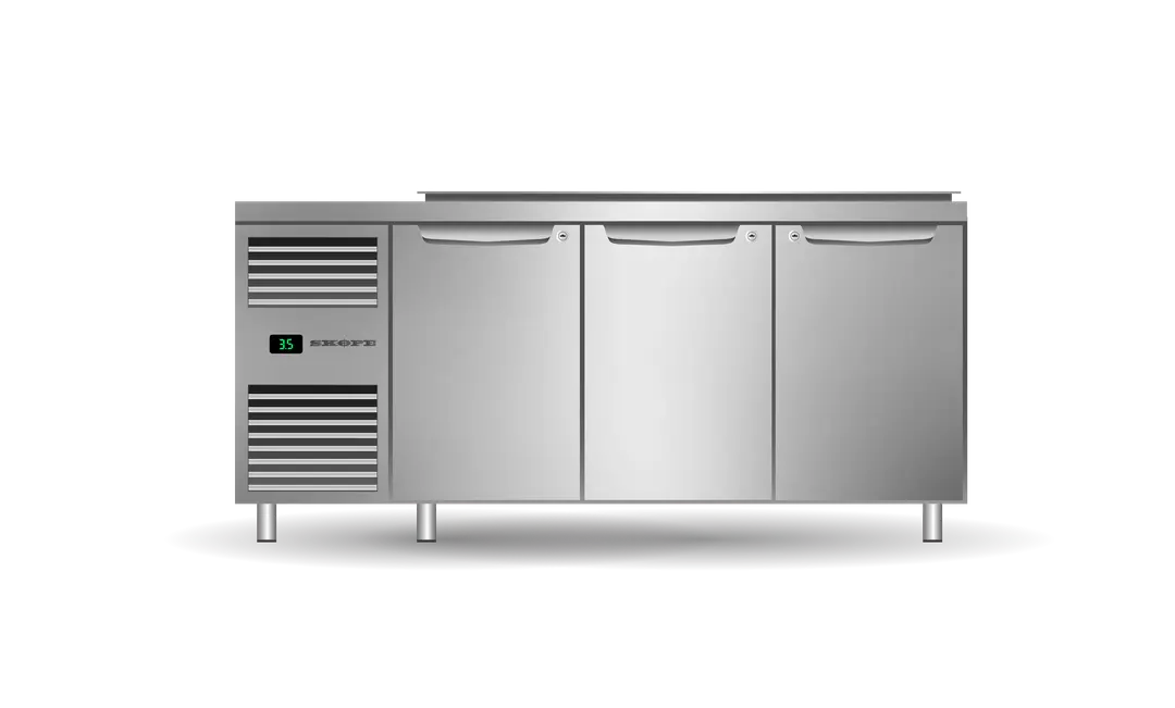 Skope PG13.PPS.3.SD Three Solid Door Salad Preparation GN1/3 Fridge - STAINLESS STEEL