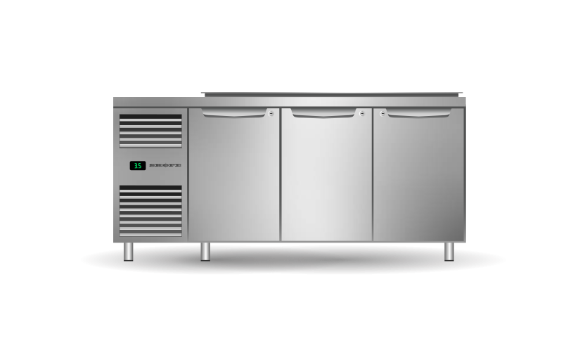 Skope Three Solid Door Salad Preparation GN1/3 Fridge STAINLESS STEEL
