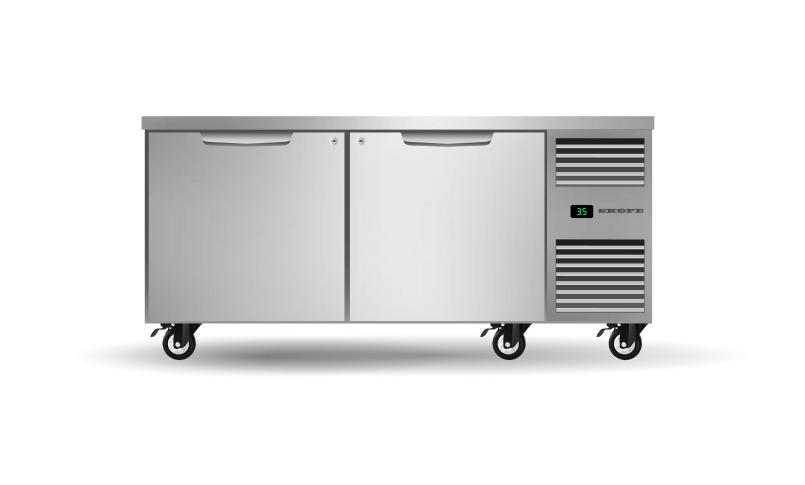 Skope Two Solid Door Underbench GN2/1 Right Hand Fridge  STAINLESS STEEL