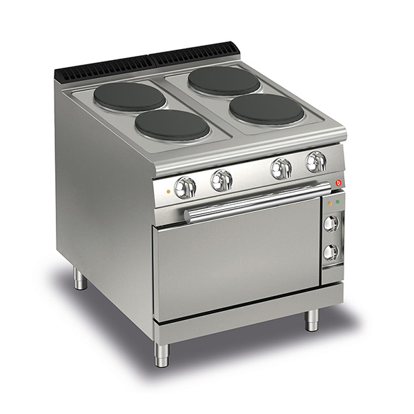 Baron Q70PCF/E800 Queen7 - 4 Burner Solid Plate Electric Cooktop with Electric Oven