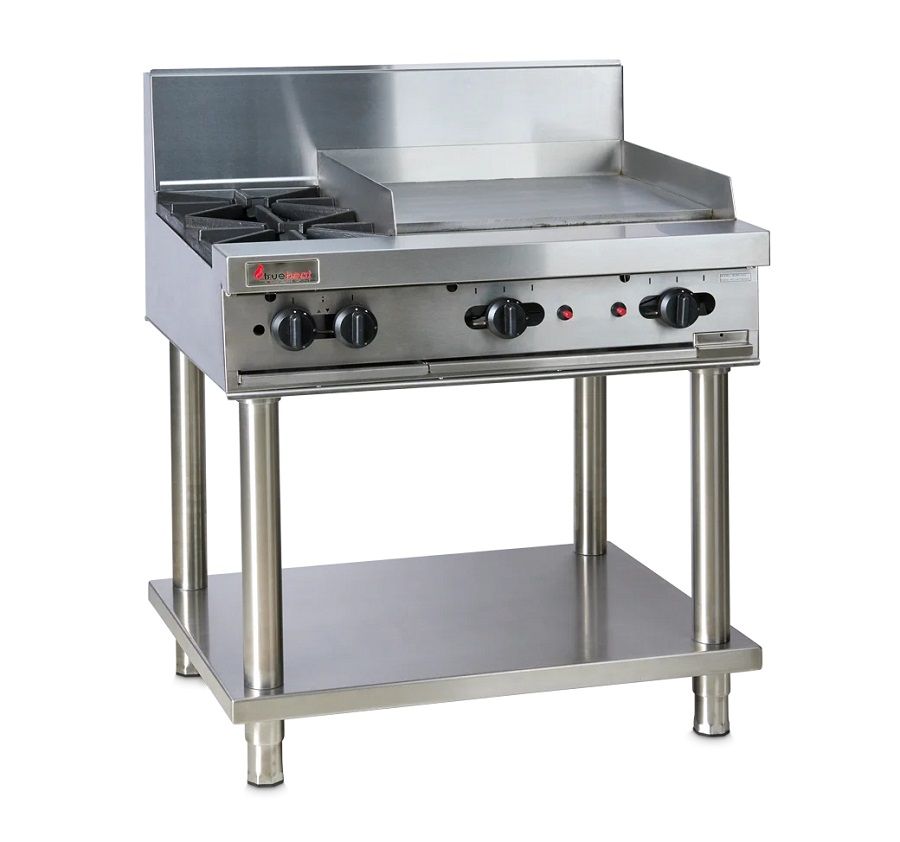 RCT9-2-6G-LP-STD9-KIT - Trueheat 900mm Top w 2 burners and 600mm griddle plate supplied with stand and regulator LP
