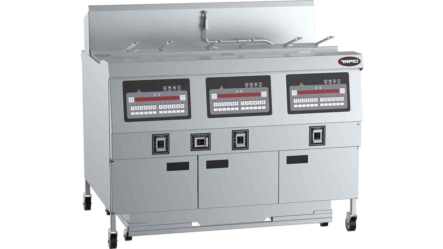 B+S Rapid RF-3E - Three Pan 6 Basket Rapid Electric Fryer