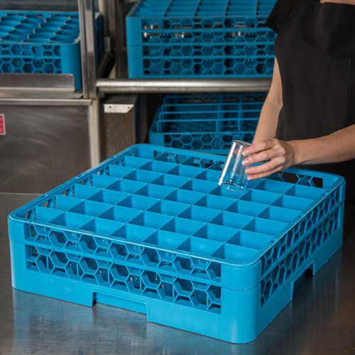 RG49-114 Carlisle OptiClean™ Blue 49 Compartment Divided Rack with One 49 Compartment divider Extender 500mm x 500mm x 140mm
