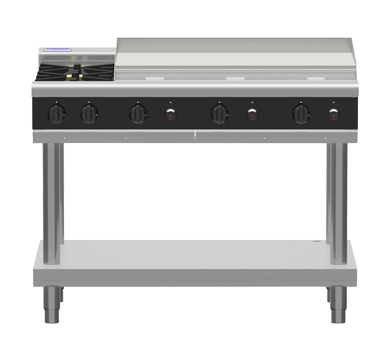 Waldorf Bold RNLB8800G-LS - 1200mm Gas Cooktop Low Back Version - Leg Stand