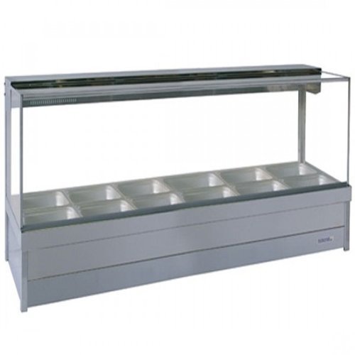 Roband Square Glass Hot Food Display Bar, 12 pans double row 
