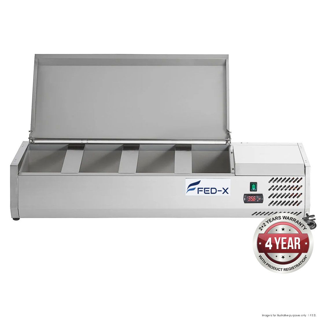 Thermaster Fed-X Salad Bench With Stainless Steel Lid - Xvrx1200/380S