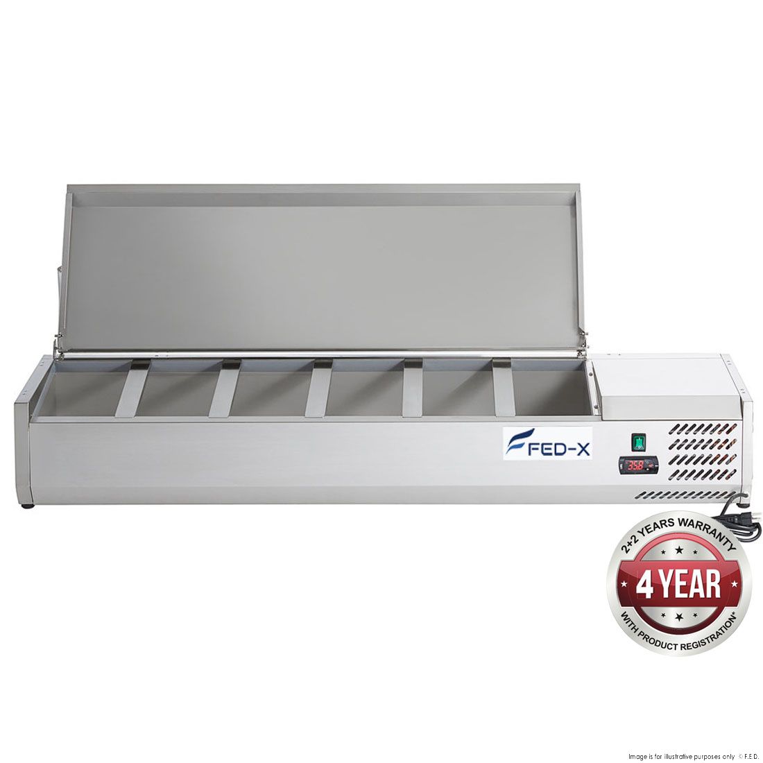 Thermaster Fed-X Salad Bench With Stainless Steel Lid - Xvrx1500/380S