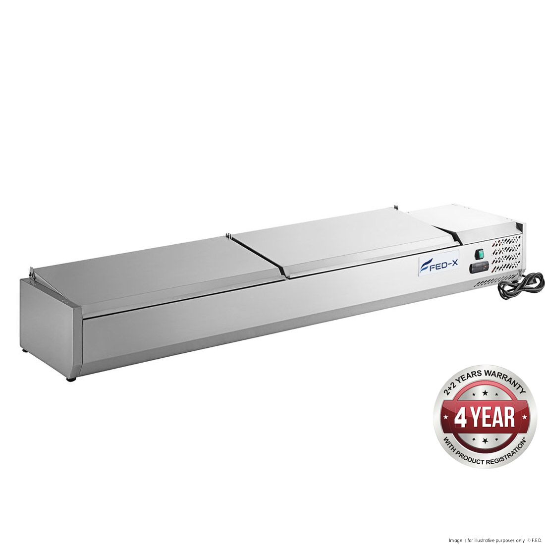 Thermaster Fed-X Salad Bench With Stainless Steel Lids - Xvrx2000/380S
