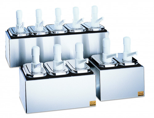 San Jamar Condiment Pump Service Centers - 5 well with 5 Pumps