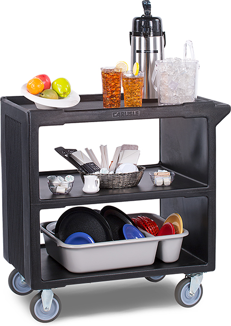 SBC23003 Carlisle Black Service Cart on Castors 854mm x 515mm x 870mm