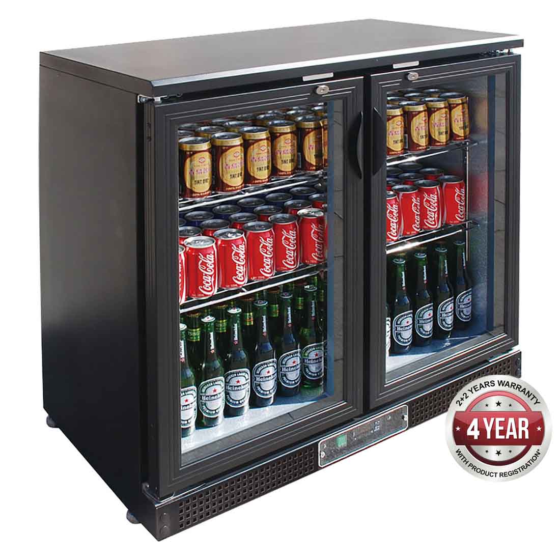Thermaster 202L Two Hinged Door Back Bar Fridge