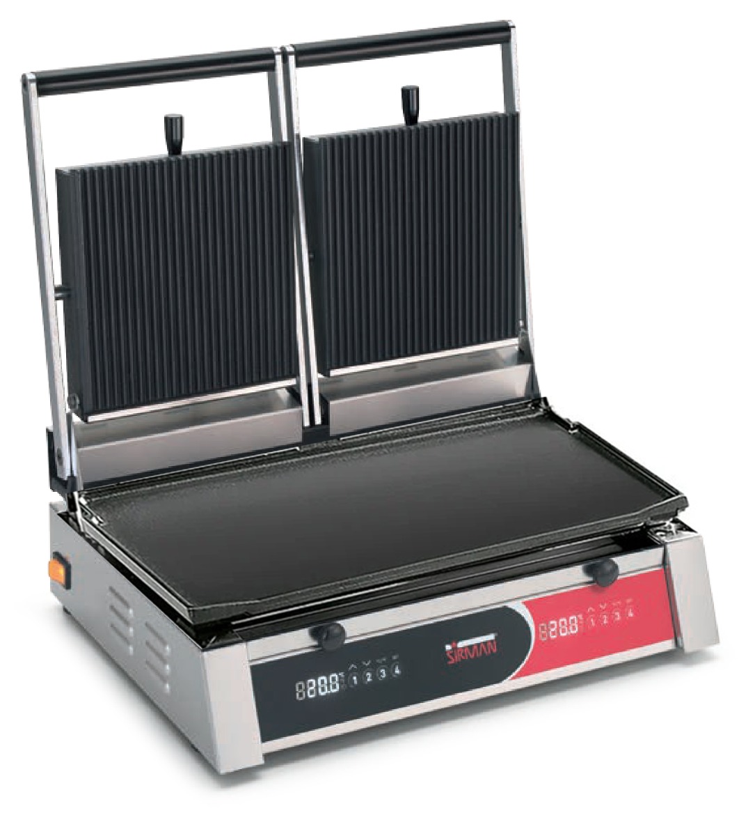 Sirman Digigrill L LR LR Cast Iron Double Head Sandwich Grill with Ribbed Bottom | Smooth Top - 34D3661102SI