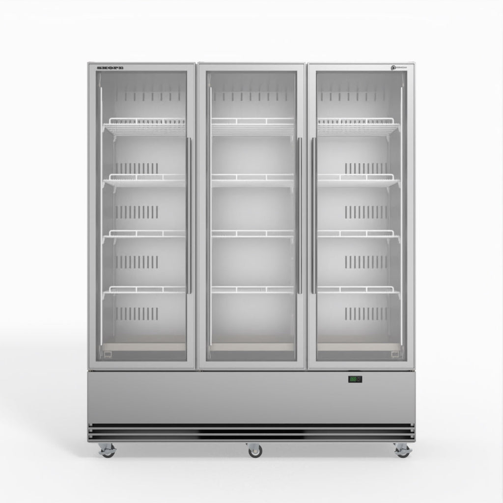 Skope SKB1500N-A 3 Glass Door Display or Storage Fridge STAINLESS STEEL