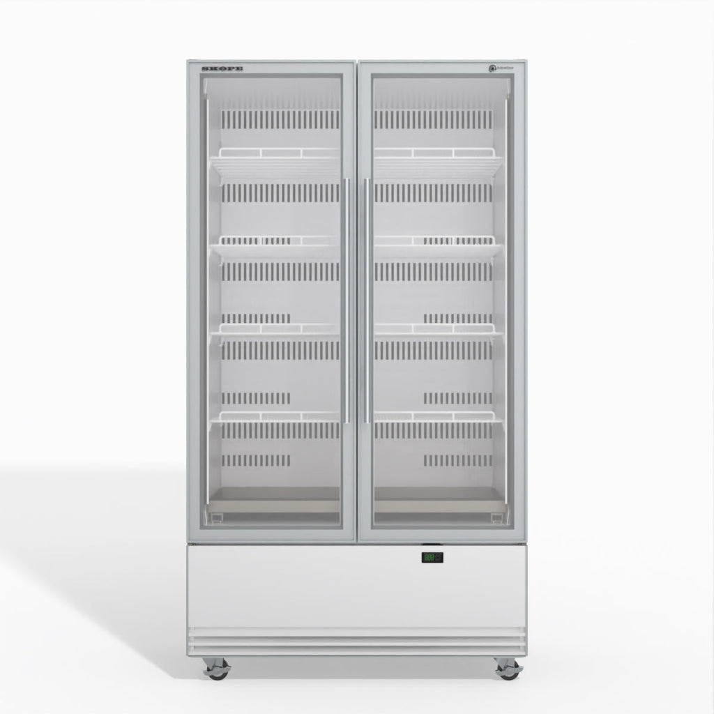 Skope SKB900N-A 2 Glass Door Display or Storage Fridge WHITE
