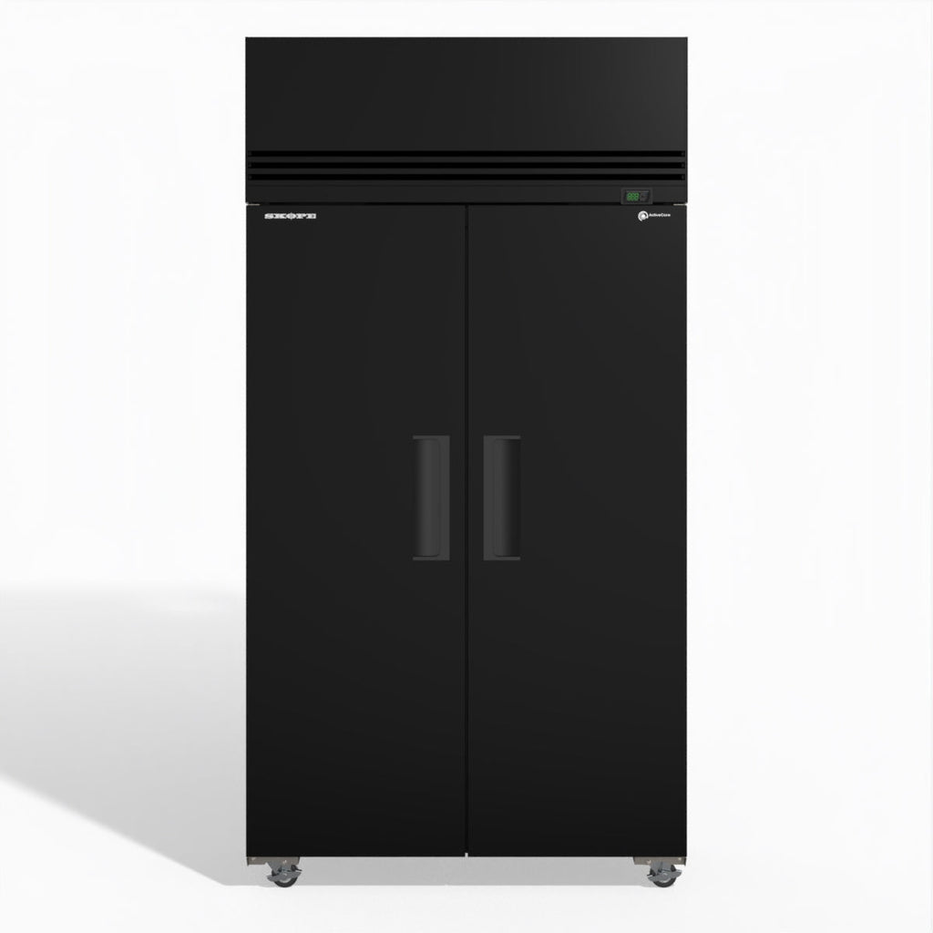 Skope SKFT1000NS-A 2 Solid Door Upright Display or Storage Freezer BLACK