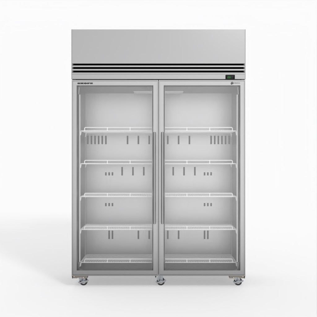 Skope SKFT1300N-A 2 Glass Door Upright Display or Storage Freezer STAINLESS STEEL