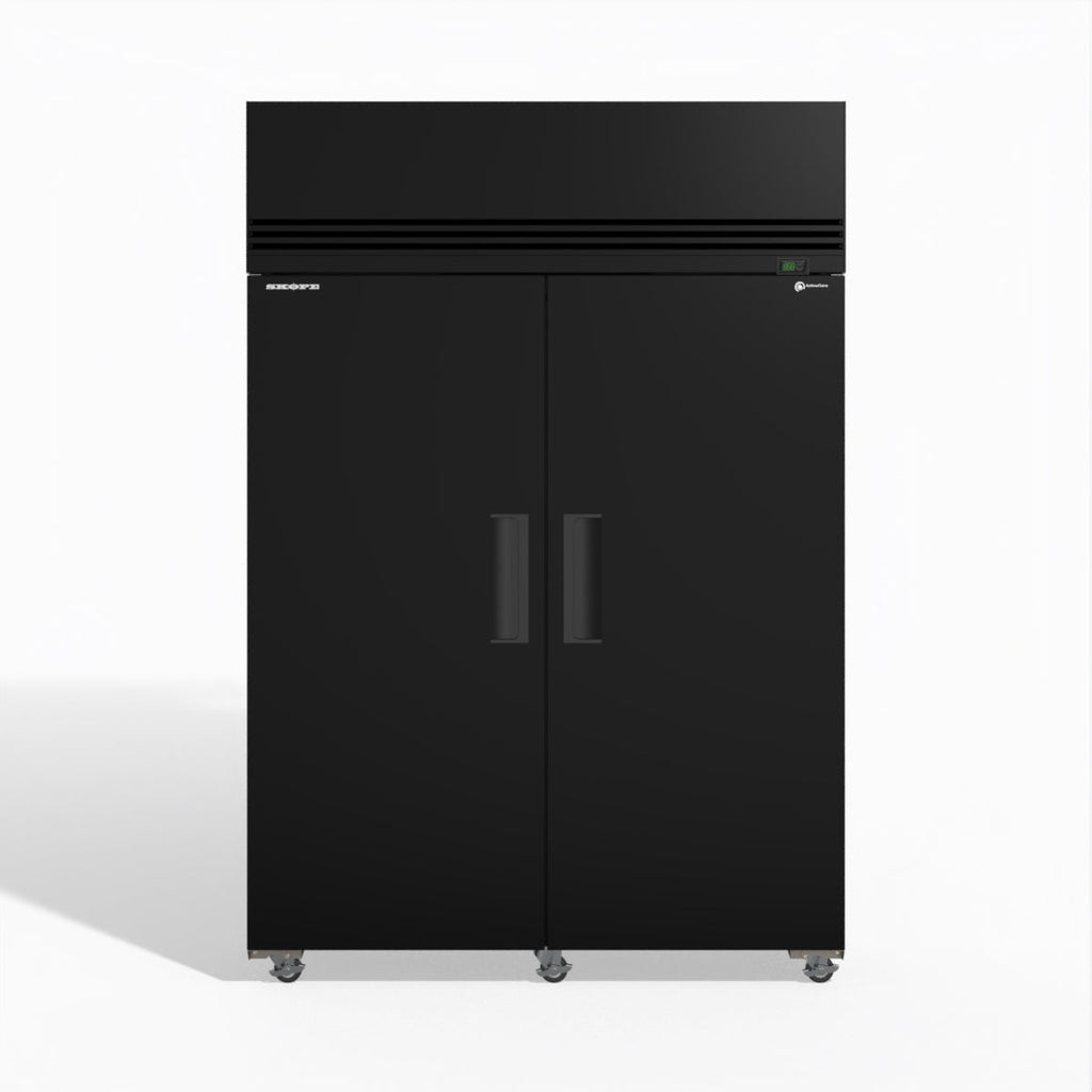 Skope SKFT1300NS-A 2 Solid Door Upright Display or Storage Freezer BLACK