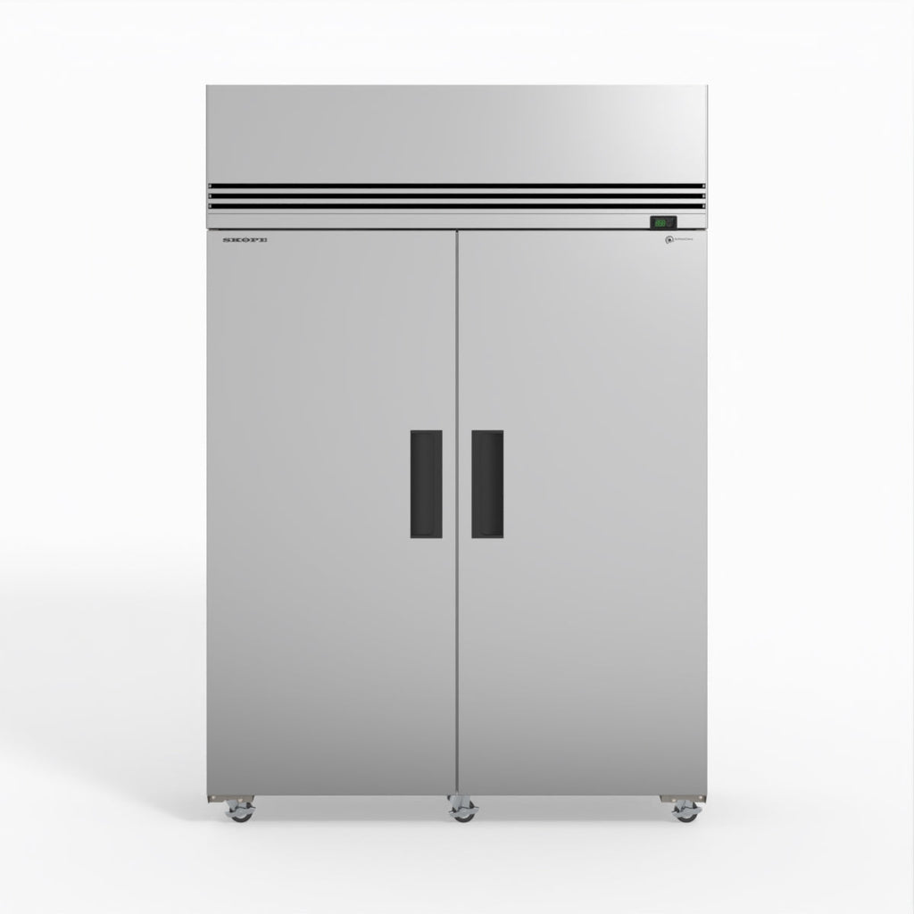 Skope SKFT1300NS-A 2 Solid Door Upright Display or Storage Freezer STAINLESS STEEL