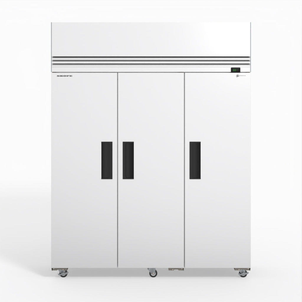 Skope SKFT1500NS-A 3 Solid Door Upright Display or Storage Freezer WHITE